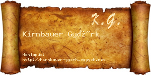 Kirnbauer Györk névjegykártya